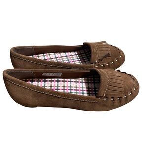 C31- Brown Suede Moccasins with Fringe Detail